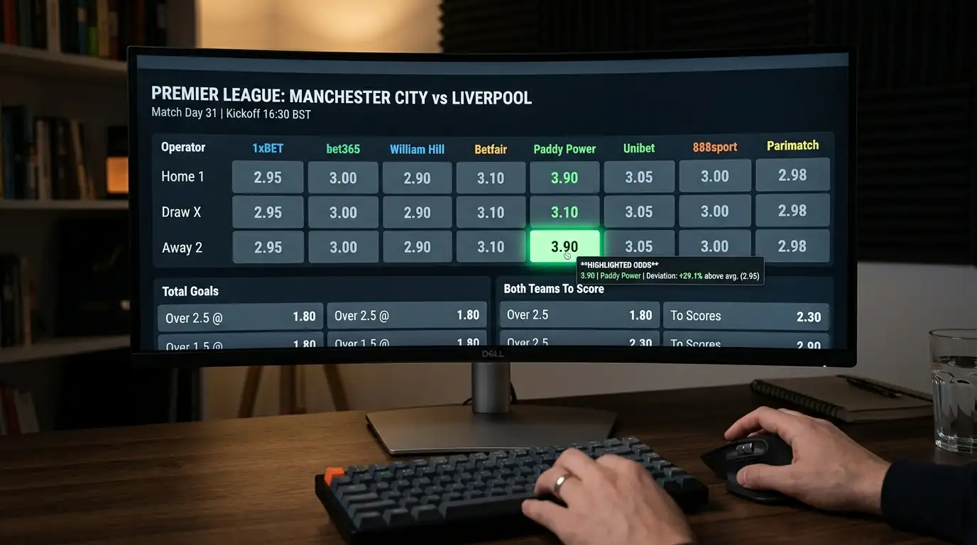 Comparador de cuotas entre casas de apuestas para value betting