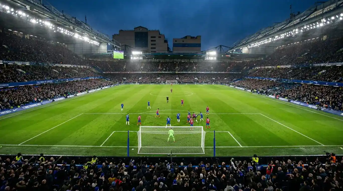 Vista táctica de un partido de fútbol para análisis de hándicap