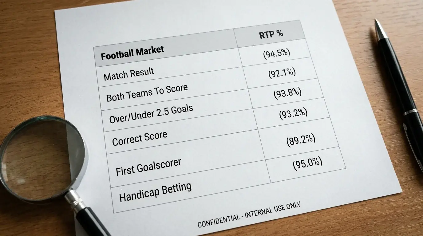 Desglose del RTP por mercado de fútbol: 1X2, hándicap y totales