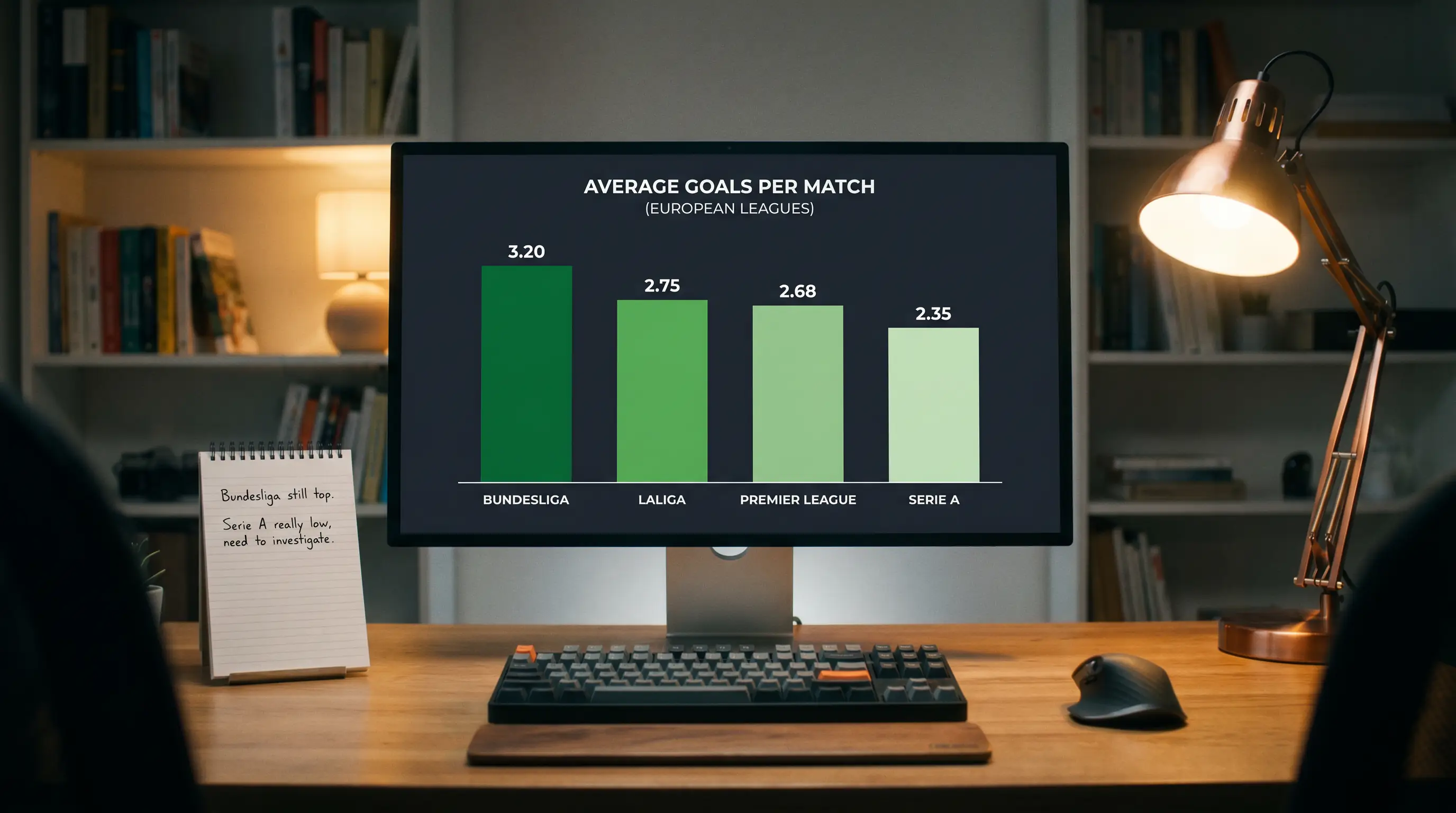 Comparativa de varianza de goles entre LaLiga, Premier League, Serie A y Bundesliga